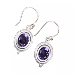 Iolite Gemstone 925 Sterling Silver Jewelry Earrings, Drop & Dangle Earrings - Picture 1 of 3