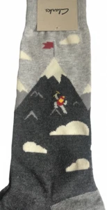 Clarks Mens Socks Mountain Skier Climber Snow Charcoal Gray Dress Casual Cotton - Picture 1 of 12