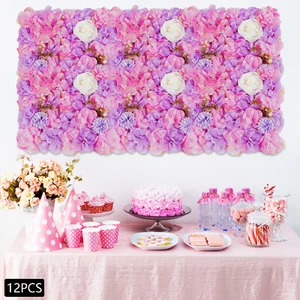 12pcs Artificial Silk Rose Flowers 3D Backdrop Wall for Wedding Party Decoration - Picture 1 of 12