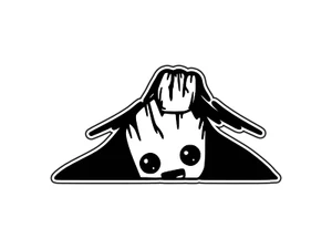#1103 Baby Groot Black And White Peeker Car Sticker Waterproof Vinyl Decal - Picture 1 of 1