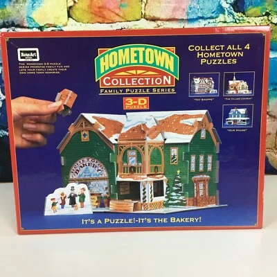HOMETOWN COLLECTION 3D Puzzle 100+ Pieces Christmas Bakery Rose Art 1994 NEW vtg - Image 1 of 4