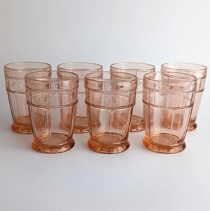 7 Jeannette DORIC Pink 4" Footed Tumbler, Depression Glass, 1930s - Picture 1 of 9
