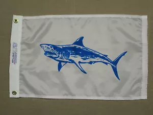 "Botes de nailon Mako azul tiburón blanco interior exterior teñidos de nailon bandera 12"" X 18" - Imagen 1 de 2