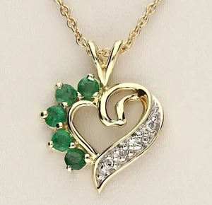 2Ct Round Lab Created Diamond Emerald Heart Women Pendant 14K Yellow Gold Plated - Picture 1 of 4