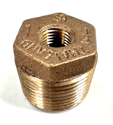 BUSHING, Bronze 1" Male NPT Thread x 1/4" Female NPT Thread - Image 1 of 4