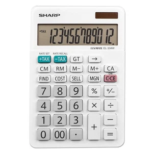 Sharp® EL-334W Large Desktop Calculator, 12-Digit LCD - Picture 1 of 4