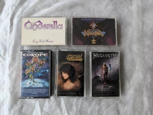 Heavy Metal Cassette Tape Lot: Ozzy Osbourne+Megadeth+Europe+Cinderella+Winger - Picture 1 of 10