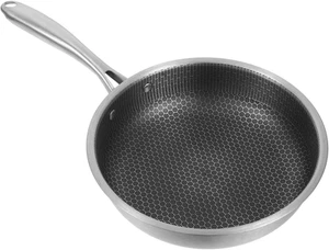 Stainless Steel Frying Pan, Non-Stick Honeycomb Skillet for Egg and Steak, 24... - Picture 1 of 12