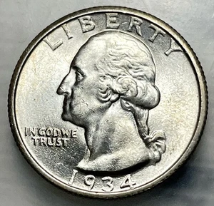 1934-P Washington Quarter Gem BU - Rev. Die Break - Picture 1 of 4