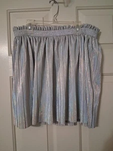 Wonder Nation Girl's Size XL (14-16) Pleated Metallic Silver Skirt - Picture 1 of 7
