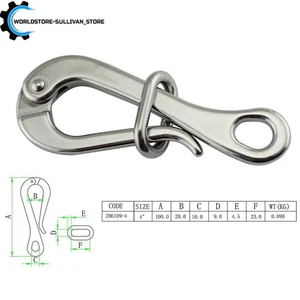 100mm Quick Release Pelican Hook Eye for Marine Applications Stainless Steel - Picture 1 of 10