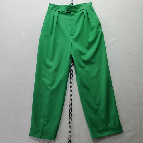 SAINT LAURENT (YSL) Pantalone donna verde anni 80 Yves Saint Laurent vita alta plissettato lana affusolato 38