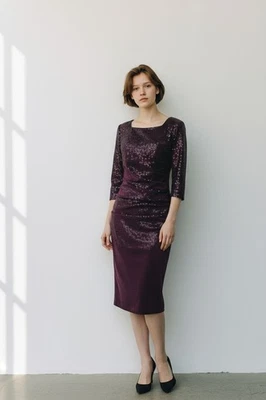 Kleid festlich, Party, Hochzeit, Damen Gr. 38 Samt Etui Kleid, funkelnde Punkte - Bild 1 von 4