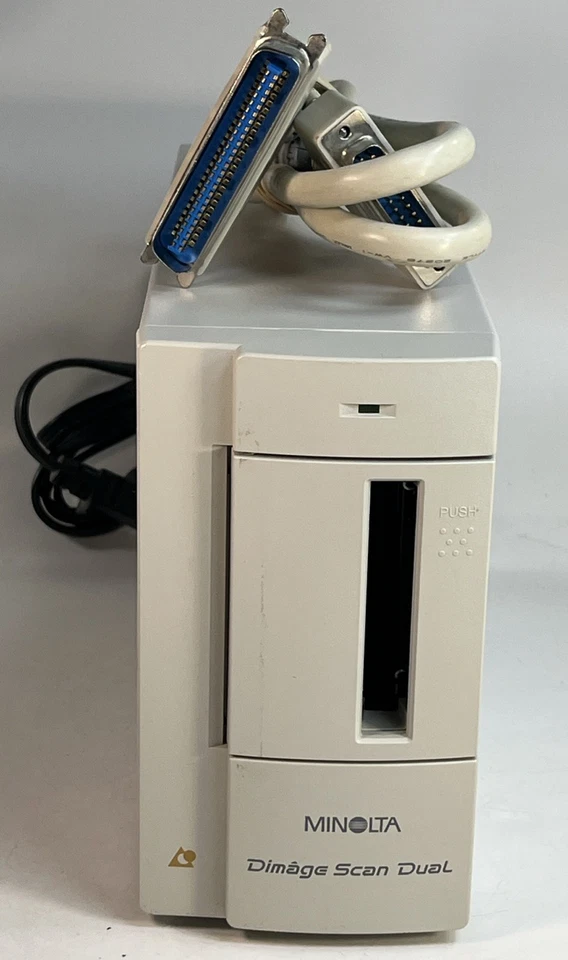 Minolta Dimage Scan Dual F-2400 With Power & Parallel Cords Tested Working - Image 1 of 4