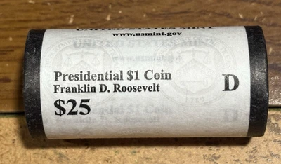 2014 D FRANKLIN D. ROOSEVELT UNCIRCULATED $25 PRESIDENTIAL DOLLAR ROLL - Image 1 of 2