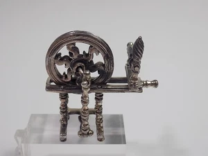 Vintage antike Miniaturmöbel Vitrinenobjekt Spinnrad 925er Silber - Bild 1 von 9