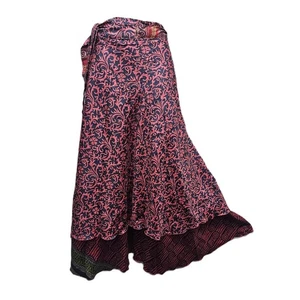 Wrap around Skirt Maxi Silk Blend Recycled Beach Holiday One Size 8 10 12 14 16 - Picture 1 of 4
