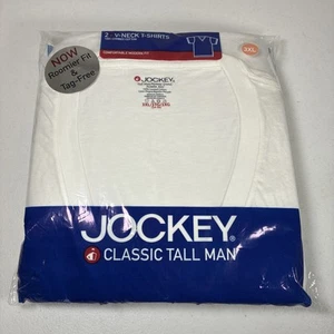 VINTAGE Jockey Classic Tall Man V-Neck T-shirt Tall Man 2 Pack 3XL 2004 Cotton - Picture 1 of 6