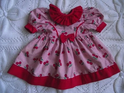 VINTAGE COROLLE DOLLS DRESS FOR 21" DOLL - RED CHERRIES - Image 1 of 4