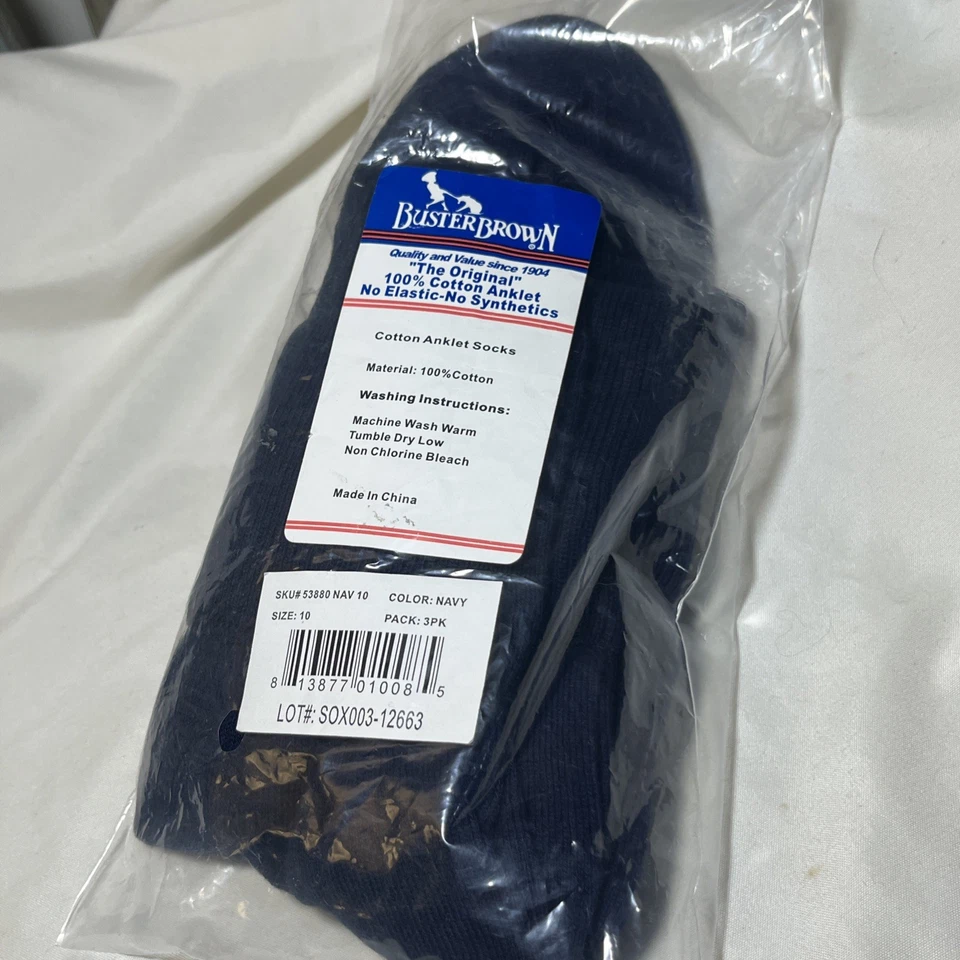 Tobillera vintage como nueva Buster Brown "The Original" para mujer azul marino-talla 10 pares Foto 1 de 4