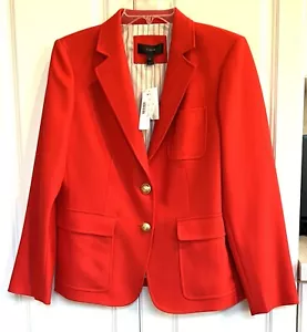 NWT J Crew 12 Petite red wool gold button original school boy blazer E1036 - Picture 1 of 4