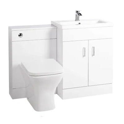 Nes Home Bathroom 1100mm Floor Standing White Vanity, Basin & BTW Rimless Toilet