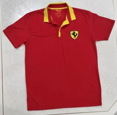 Polo Ferrari de Frankly Max para hombre 2XL rojo amarillo negro logotipo de semental informal Foto 1 de 4
