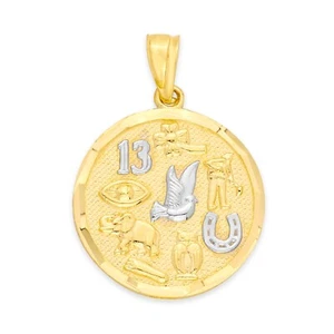 Solid Gold Lucky Charm Pendant in 10 or 14k, Good Luck Charm For Women - Picture 1 of 5