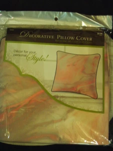 DECORATIVE PILLOW COVERS~PINK & GRAY SWIRL -SPLASH DESIGN~18" X 18"~WHITE BACK - Picture 1 of 5