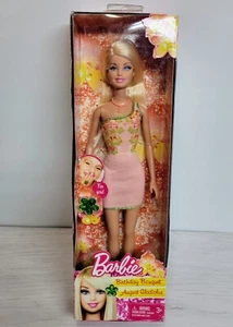MATTEL 2012 BARBIE DOLL WITH BIRTHDAY BOUQUET August Marigold RING  - Picture 1 of 2