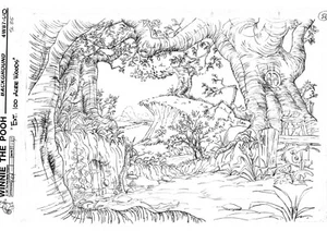Winnie the Pooh HUGE Disney Production Background Model Layout Copy B056 - Picture 1 of 1