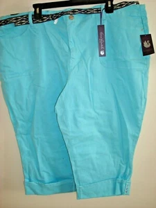 Denim Capris para damas Gloria Vanderbilt talla 24W con cinturón Aqua Sky - Imagen 1 de 2
