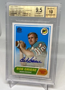 Bob Griese Topps 2015 60 aniversario SP automático BGS 9,5/10 gema MT POP 6 - Imagen 1 de 5