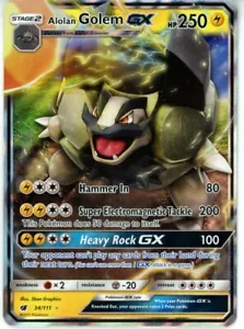 Juego de cartas coleccionables Pokémon Alolan Golem GX 34/111 Sm-Crimson Invasion ultra raro - Imagen 1 de 1
