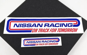 VTG Nissan Racing On Track for Tomorrow Old Datsun Auto Racing Decal Stickers - Picture 1 of 9