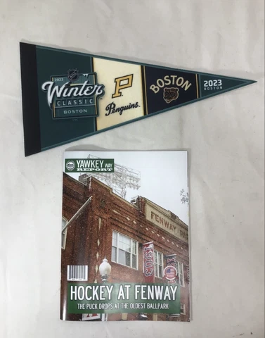 2023 Winter Classic Mini Pennant & Lineup Card Fenway Boston Bruins vs Penguins Cover