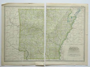 Mapa de Arkansas del Atlas del Siglo 1897 Placa No. 44 Antiguo 16 x 11 pulgadas AR - Imagen 1 de 3