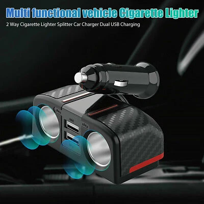 12V Car Lighter Socket Dual USB Charger Splitter Outlet Power Adapter - Image 1 of 4