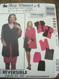 McCalls 6450 NEW UNCUT SEW pattern MISSES Reversible Wardrobe SZ B OOP - Picture 1 of 1
