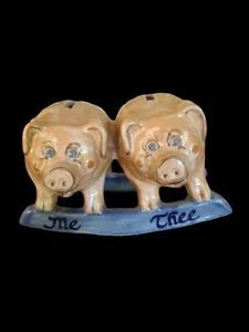 Vintage Louisville Steinzeug Keramik "Du und ich" zwei Doppel Schaukel Sparschweine - Bild 1 von 11