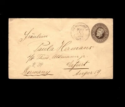 Menominee Michigan 1896 Fold Line Transatlantic Erfurt Germany PSE Cover 9g  - Image 1 of 2