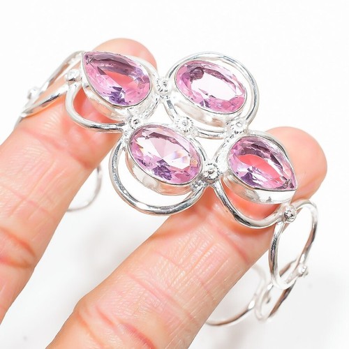 VALENTINO Bracciale Kunzite Gemma Fatto a Mano Argento Sterling 925 Regolabile