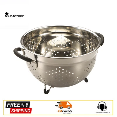 MASTERPRO Scolapasta 24cm in acciaio inox con manici e supporti in silicone - Immagine 1 di 4