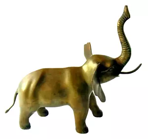 Brass Bull Elephant Figurine Made In Korea 16" Wide x 14" Tall Nice Patina - Picture 1 of 6