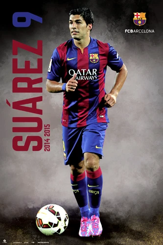 FC Barcelona LUIS SUAREZ - BREAKOUT Spanish La Liga Soccer Action 24x36 POSTER - Image 1 of 1