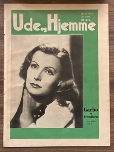 Greta Garbo Front Cover Complete Original Danish Magazine 1938 Ude og Hjemme - Picture 1 of 9