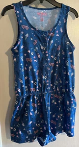 Girls “XOXO girl” Blue Loved Theme Pajama Romper Size 10/12 - Picture 1 of 7