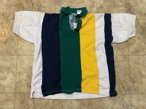 Vintage Ash Creek Trading Polo Boys Large Striped White Yellow Green Navy - Picture 1 of 6
