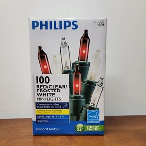 Philips 100ct Christmas Tree Lights Red Green & Frosted White LED Indoor/Outdoor - Picture 1 of 8