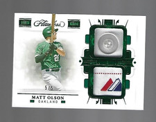 Matt Olson 2021 Panini Flawless Dual Patches Emerald Button Laundry Tag 5/5 ⚾